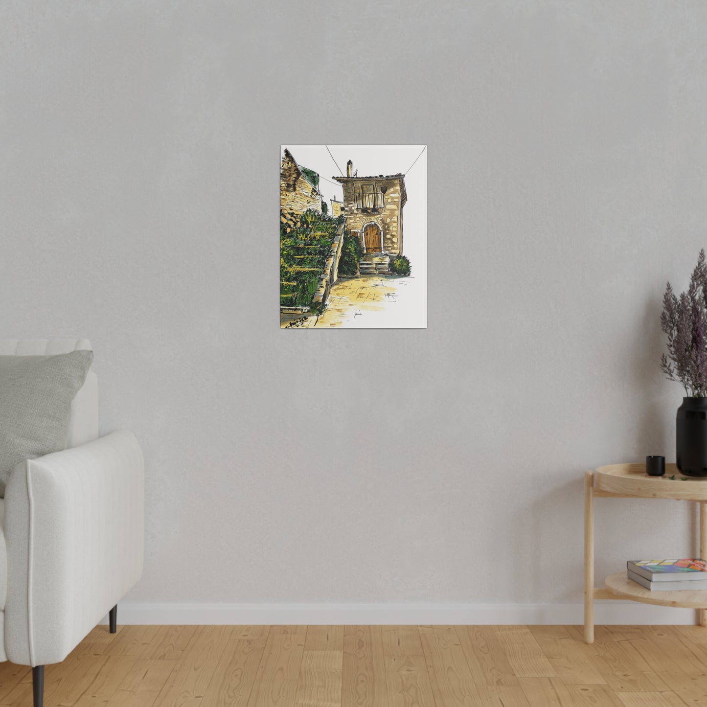 The Green Stairs in an Italian Village - Canvas Print